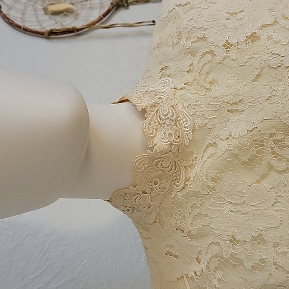 VTG RIMINI 1970s Ivory Lace Colonial Castlecore Chiffon Ruffle Bridal Dress - Picture 11 of 16